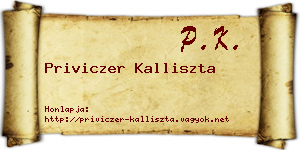 Priviczer Kalliszta névjegykártya